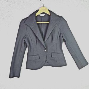 Wool Blazer Black Tailored XS 32 Bust 21 Length Back Vent Split Cuff